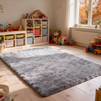 Tie-Dye Dark Gray Plush Shag Area Rug