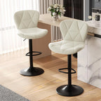 Set of 2 Modern Swivel Bar Stools, Adjustable Faux Leather Upholstered Counter Height Bar Chairs, Custom