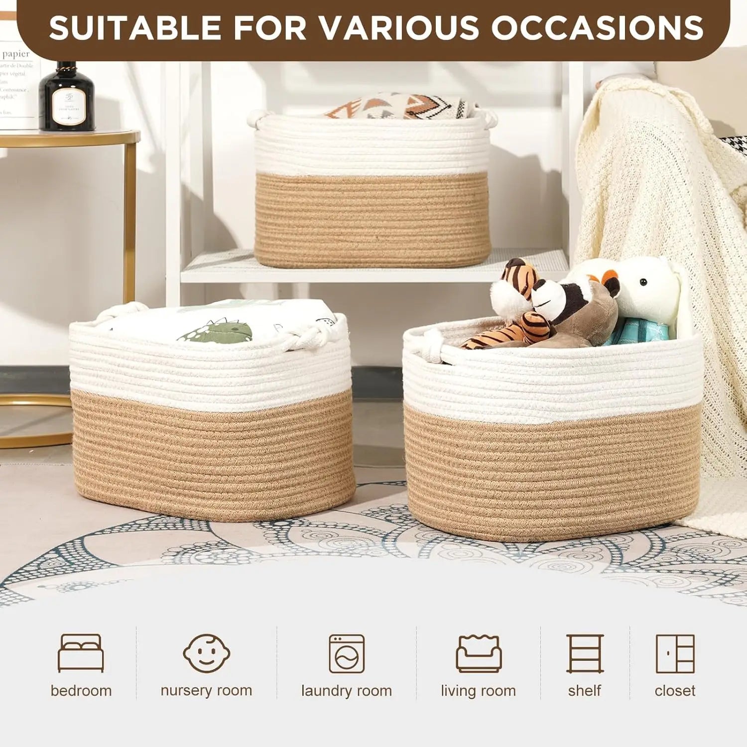 Willow Haven Woven Jute Storage Basket Set