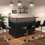 L-Shaped Home Bar Cabinet with Fridge Space, Wine Storage & Solid Wood Countertop