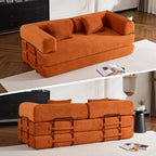 79" Folding Convertible Sofa Bed, Oversized Corduroy Futon Floor Couch, Boneless Loveseat for Small Spaces, Living Room, Bedroom