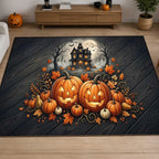 Harvest Haunted Pumpkin Halloween Area Rug – Jack-O’-Lantern Fall Home Décor