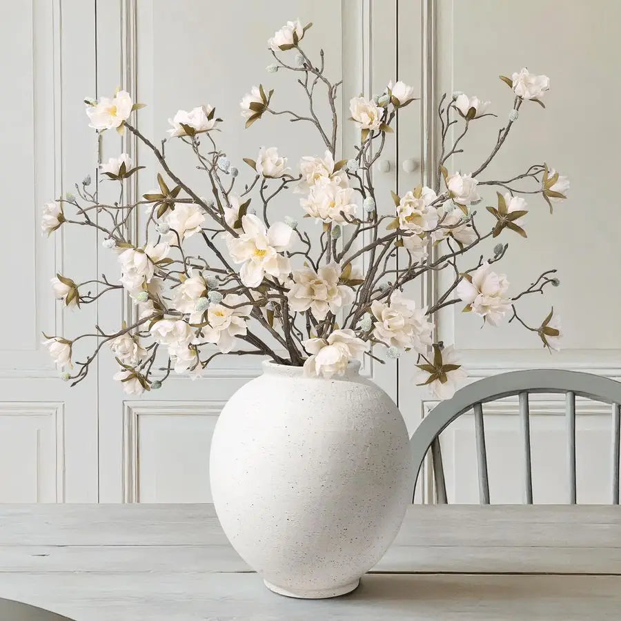 Willow Creek Rustic White Ceramic Flower Vase