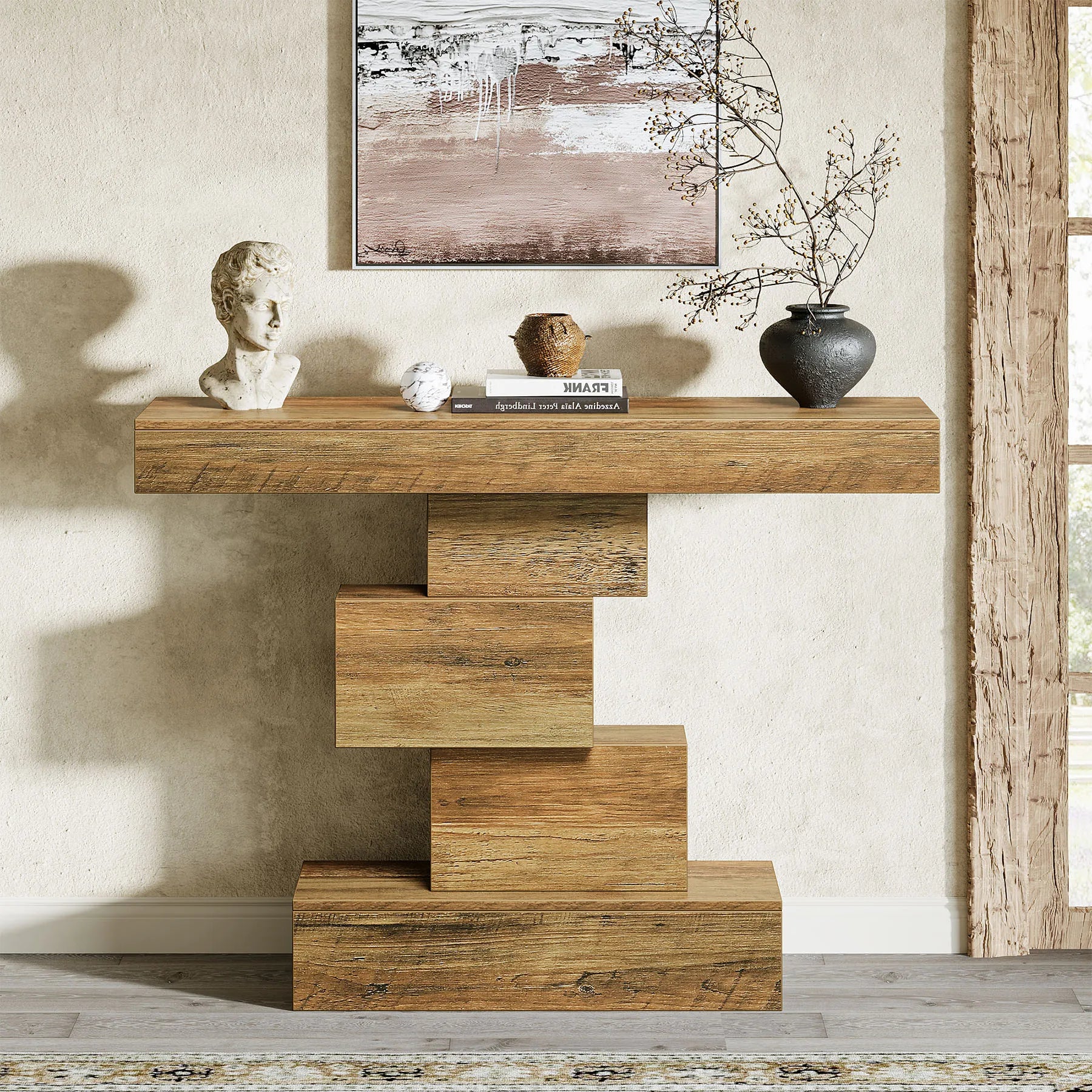 Hearthstone Geometric Farmhouse Console Table