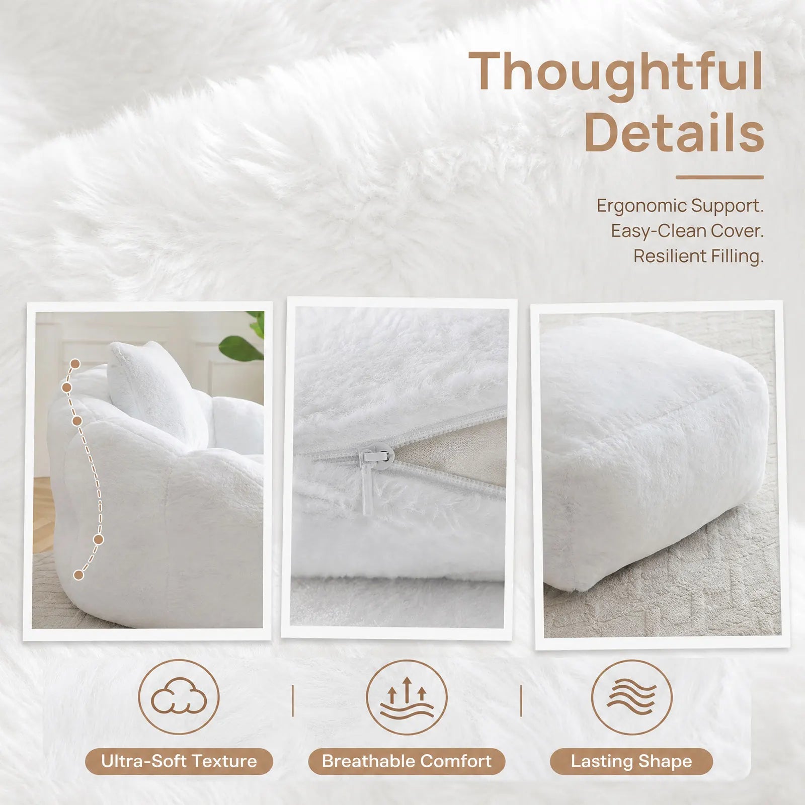 CloudNest Teardrop Bean Bag Chair with Ottoman