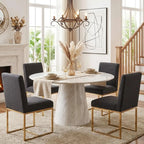 Monroe Mid-Century Linen Dining Chairs with Gold Frame