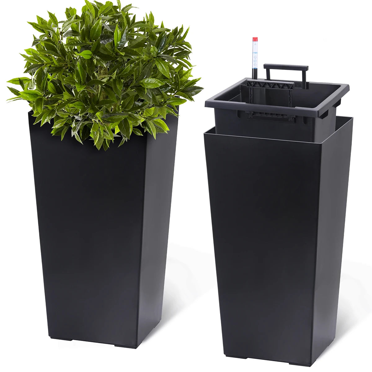 Haven Ridge Modern Self-Watering Rectangular Planter Set – 2 Piece