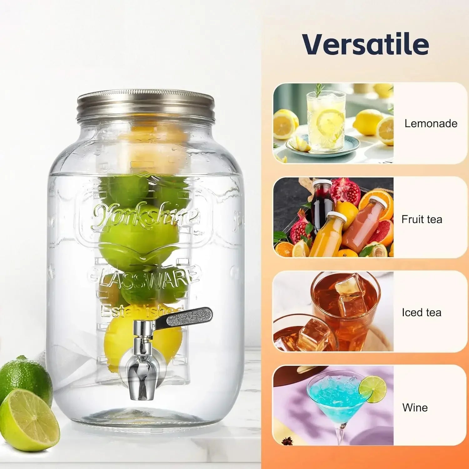 Haven Ridge Entertain 2-Gallon Glass Beverage Dispenser Set – 2 Piece