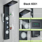 Cascade Luxe LED Shower Panel System with Digital Temperature Display & SPA Massage Jets