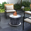 Smokeless Fire Pit with Mat, 20" Firepit, Magnesium Oxide, Black