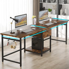 Two-Person Computer Desk with Drawers & Shelves