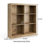 Heritage Farmhouse Bookshelf with Wicker Storage Baskets