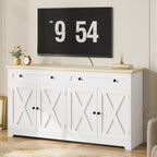 Buffet Cabinet Storage Sideboard Drawers Shelves Coffee Bar Kitchen Cabinet Natural Wood