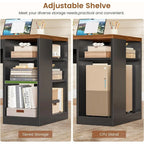 Forge Executive 65" L-Shaped Office Desk with Locking File Cabinet, LED Lighting & Power Station
