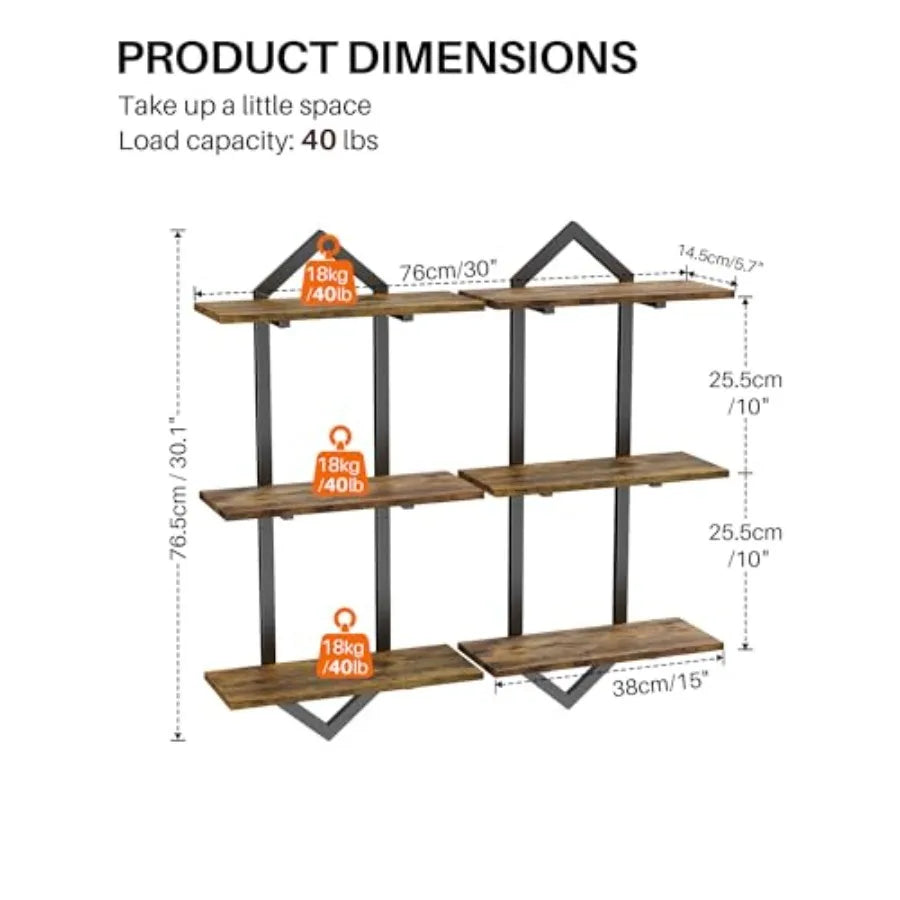 Heritage Geometric Floating Wall Shelves