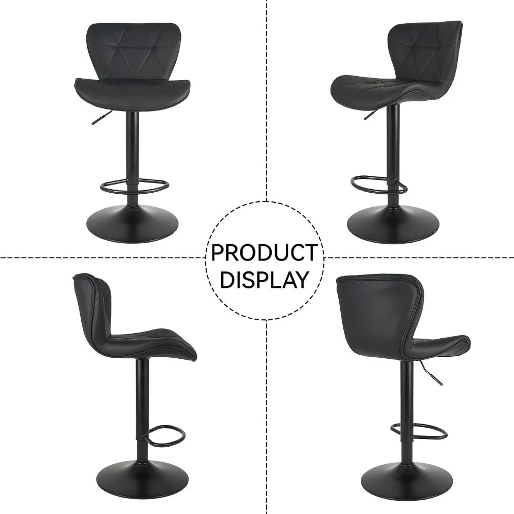 Set of 2 Modern Swivel Bar Stools, Adjustable Faux Leather Upholstered Counter Height Bar Chairs, Custom