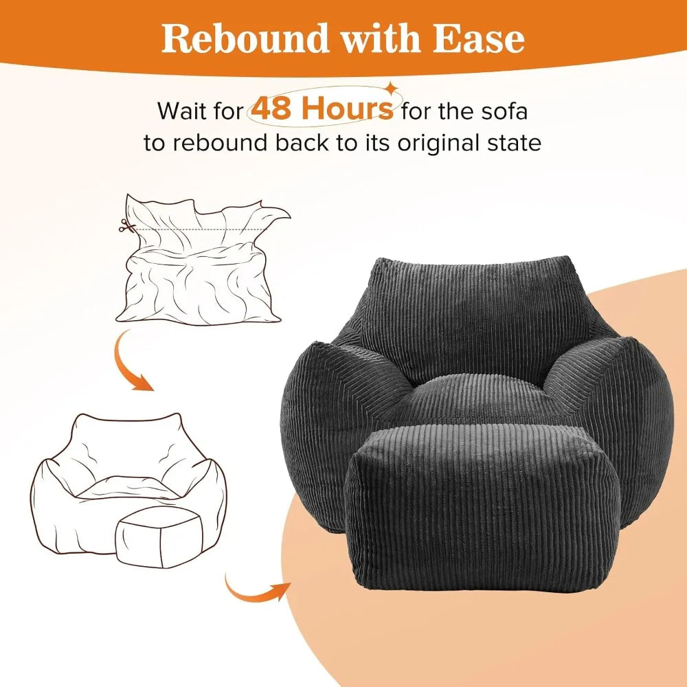 CloudLounge Bean Bag Chair with Ottoman