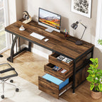 Industrial Computer Desk with 3 Reversible Drawers