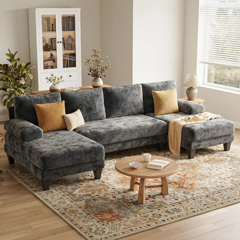 Haven Ashford U-Shaped Sectional Sofa with Double Chaise – Dark Grey