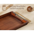 Acacia Wood Serving Tray with Metal Handles