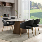 Luxe Haven Cream Faux Leather Dining Chairs with Gold Legs