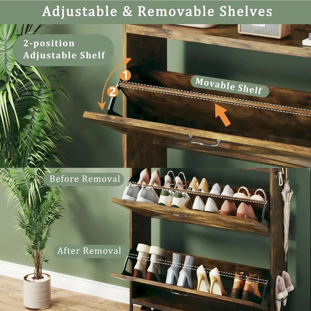 Canyon Grove Rustic Shoe Cabinet with Flip Drawers