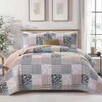 Haven Meadow Boho Floral Quilt Set – 3 Piece