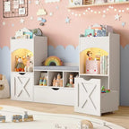 Castle Kids Bookshelf with Reading Nook, Storage & LED Lights