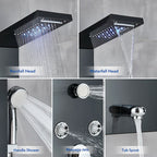 Cascade Luxe LED Shower Panel System with Digital Temperature Display & SPA Massage Jets