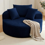 CloudNest Round Corduroy Chaise Lounge with Ottoman