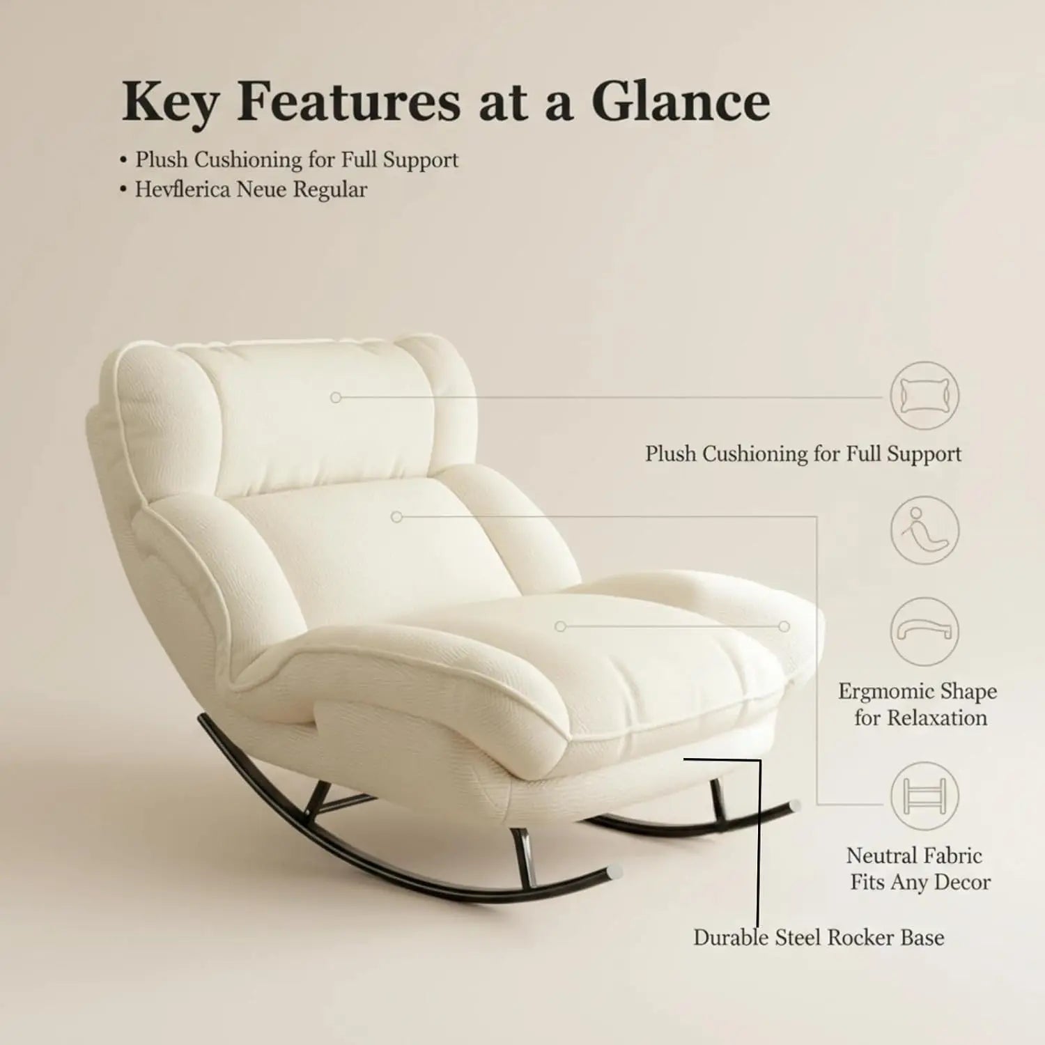 CloudNest Adjustable Oversized Rocking Lounge Chair