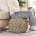 Willow Knit Boho Cotton Pouf Ottoman