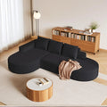 109" Modern Modular Curved L-Shaped Sofa, Chenille Upholstered Sectional Boneless Couch Set with 3 Pillows,Free, Customized