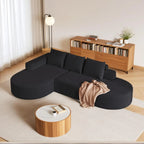 109" Modern Modular Curved L-Shaped Sofa, Chenille Upholstered Sectional Boneless Couch Set with 3 Pillows,Free, Customized
