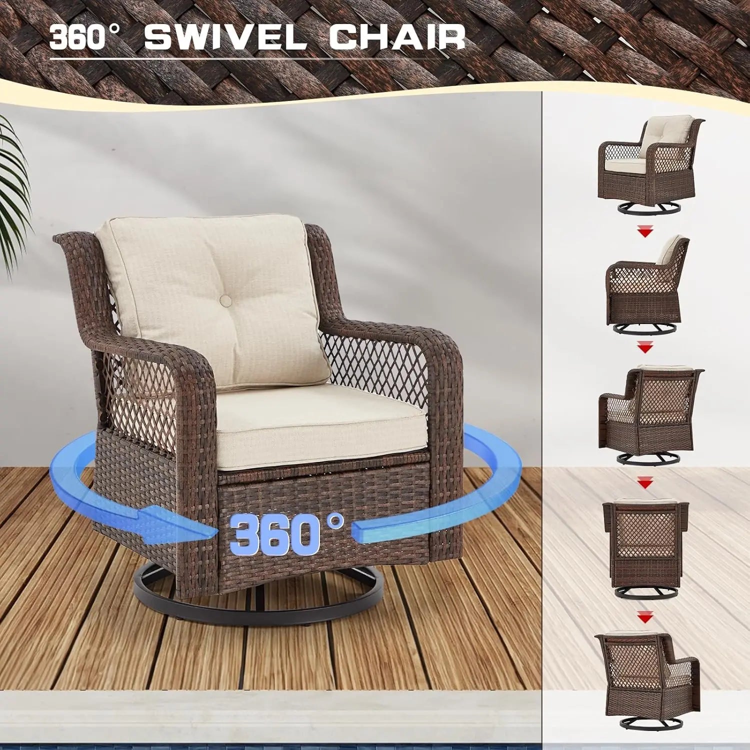 Harbor Pointe 6-Piece Swivel Patio Conversation Set