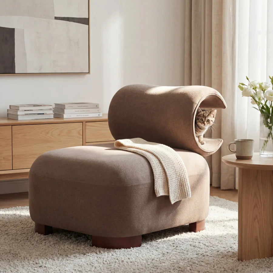Modern Brown Polyester Accent Chair for Living Room - Pet-Friendly, 330 lbs Capacity, Stylish Living Room Seating for Home and