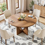 Round Dining Table for 4-6, Wood Dining Room Table, Kitchen Dinner Tables | 47.2'' Farmhouse Dining Room Table with Wooden Pedestal Base, Circle, for Living Room, Balcony, Apartment, O-Shape