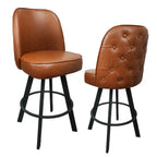 Set of 2 Commercial Grade Swivel Button-Tufted Back Bar Stools with Metal Frame Counter Height Kitchen Island Chairs, Comfortab