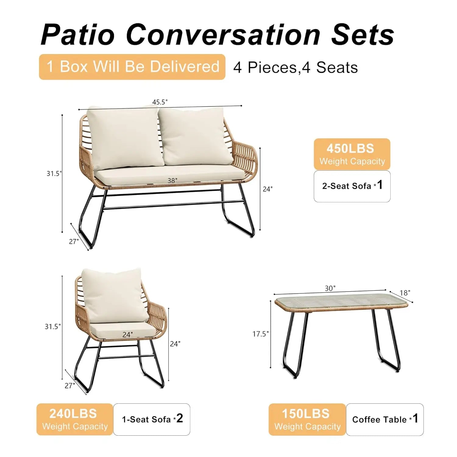 Coastal Haven 4-Piece Patio Bistro Set