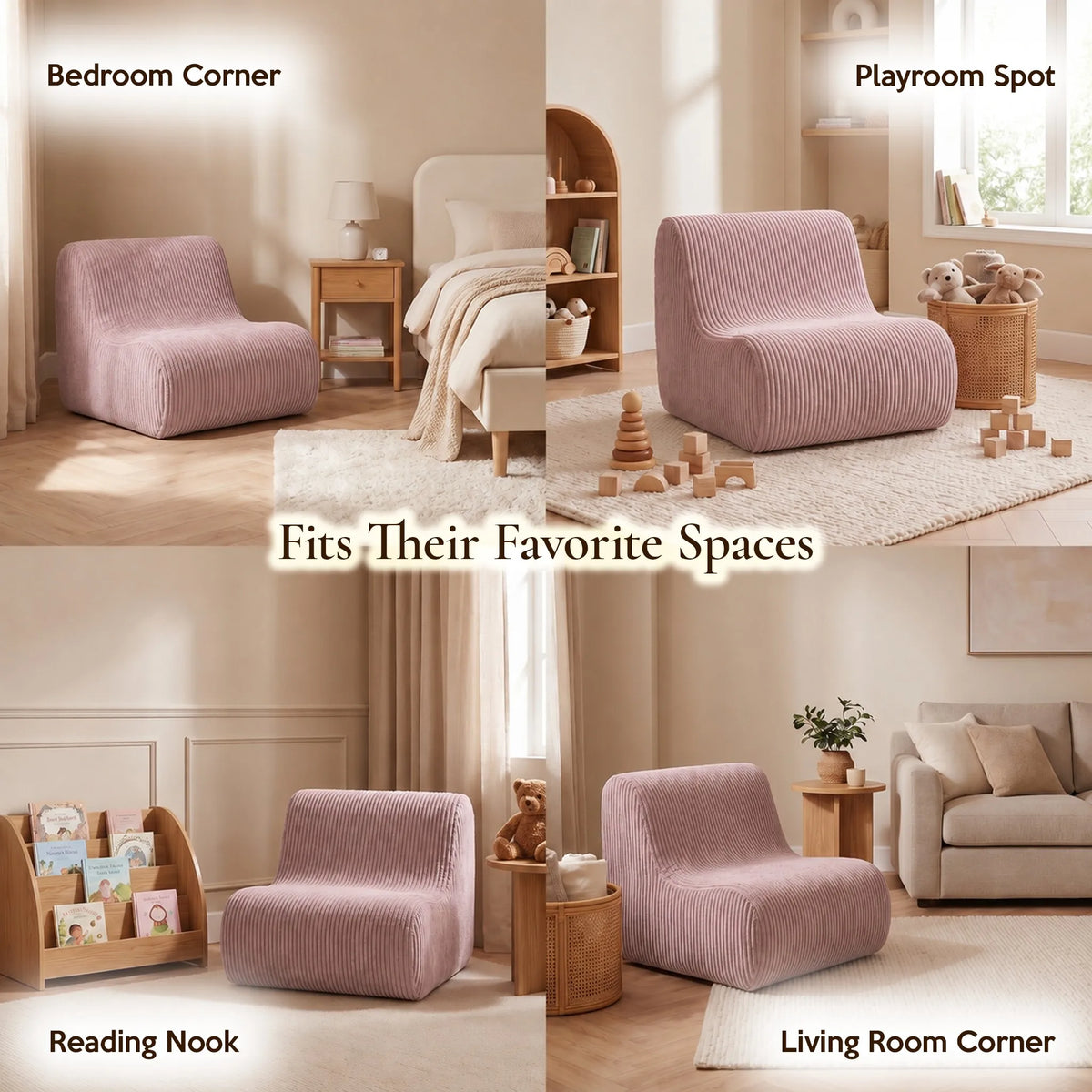 Lightweight Kids' Corduroy Lounge Sofa