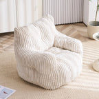 Soft and fluffy corduroy memory foam beanbag chair; comfortable velvet single-seater sofa for adults—ideal for home relaxation and gaming.