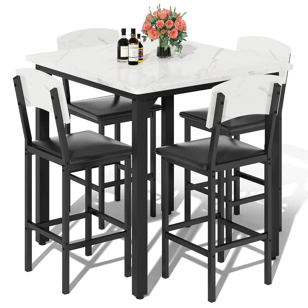 Counter Height Dining Set with Velvet Stools