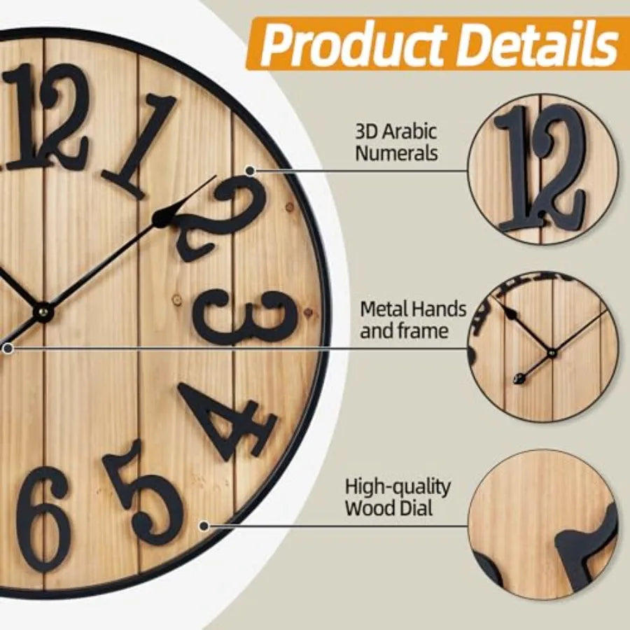 Heritage Oversized Farmhouse Wall Clock