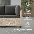 7-Piece Patio Furniture Set, Outdoor Rattan Sectional Sofa with Tempered Glass Table, All-Weather, for Garden, Porch, Backyard