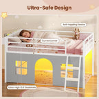 Twin Low Loft Bed with Tent, Storage & LED Lights