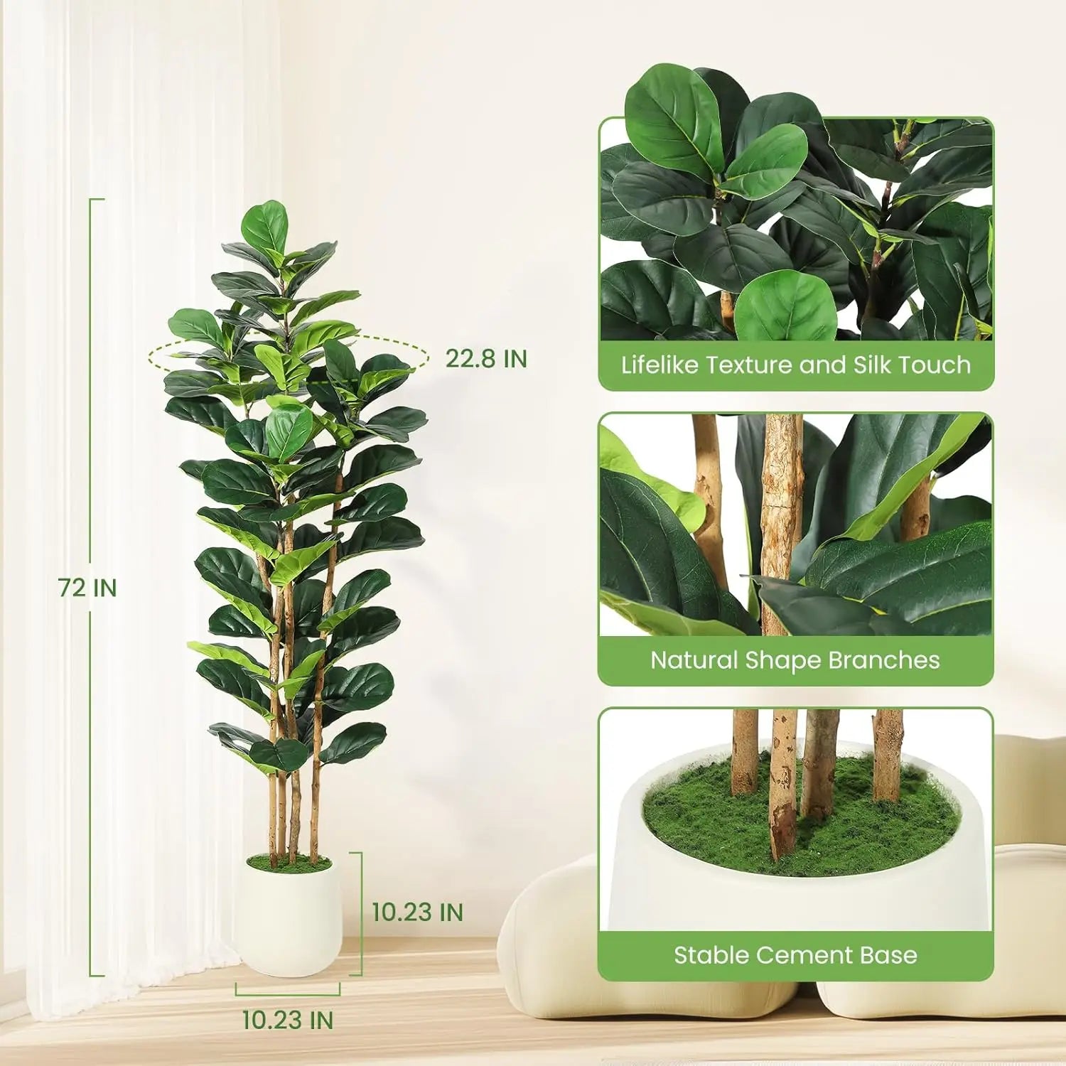 Evergreen Fiddle Leaf Fig Faux Tree – 5FT, 6FT & 7FT