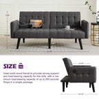 65“ Convertible Futon Sofa Bed w/ 2 USB, Upholstered Tufted Small Adjustable Folding Couch Loveseat, Modern Mid Century, Custom