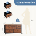 HavenNest Elite 5-Drawer Fabric Storage Dresser with Display Shelf