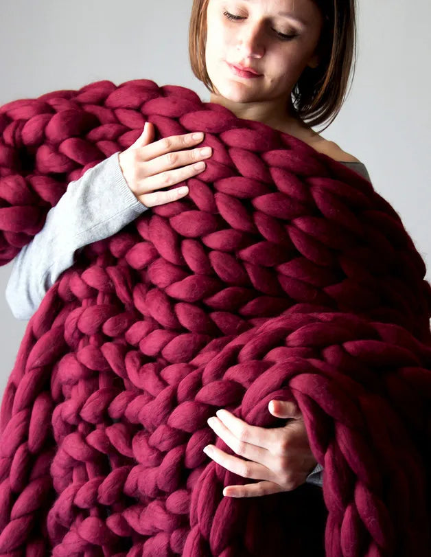 Everwood Chunky Knit Wool Throw Blanket