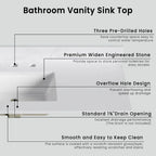 48" Bathroom Vanity with Sink, Freestanding Storage Cabinet, Engineered Stone Top